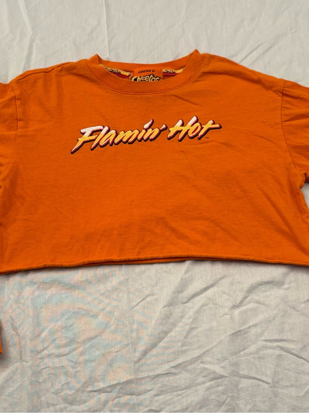 Forever 21 Cheetos Flamin Hot Women’s M Orange Cropped Long Sleeve